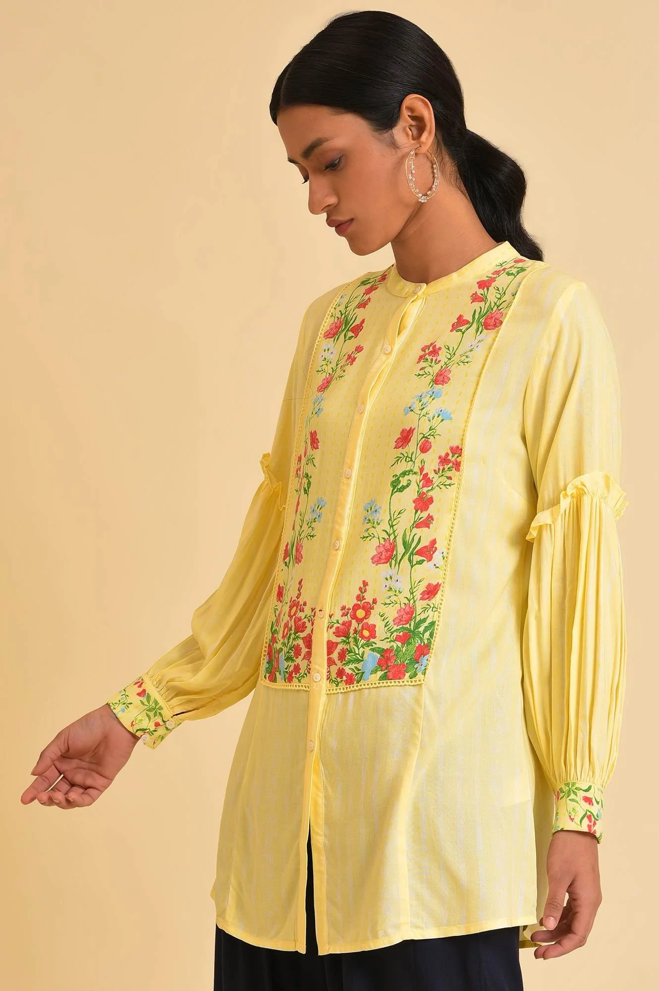 Yellow Floral Printed Top - Image 3