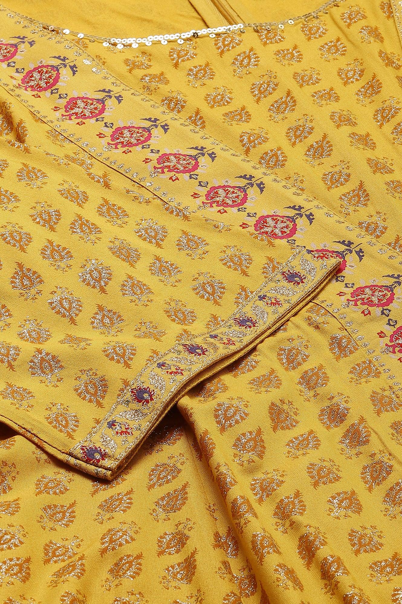 Yellow Glitter Printed Mock Layered Embellished Plus Size Kimono Jumpsuit - Image 8