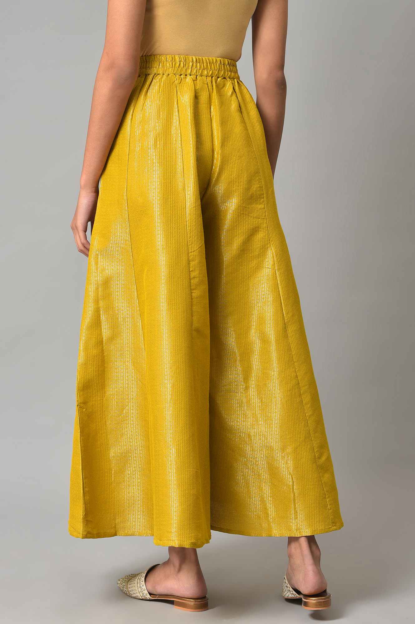 Yellow Jacquard Festive Culottes - Image 2
