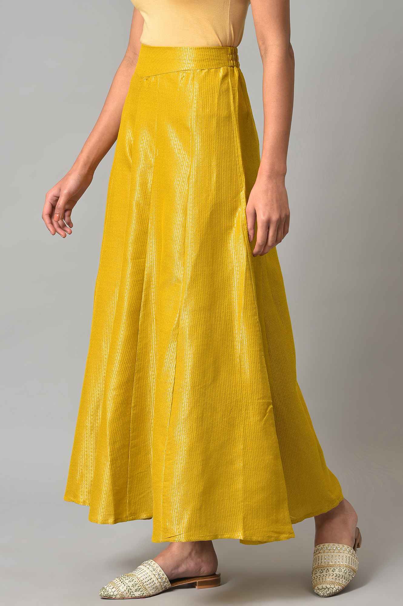 Yellow Jacquard Festive Culottes - Image 3