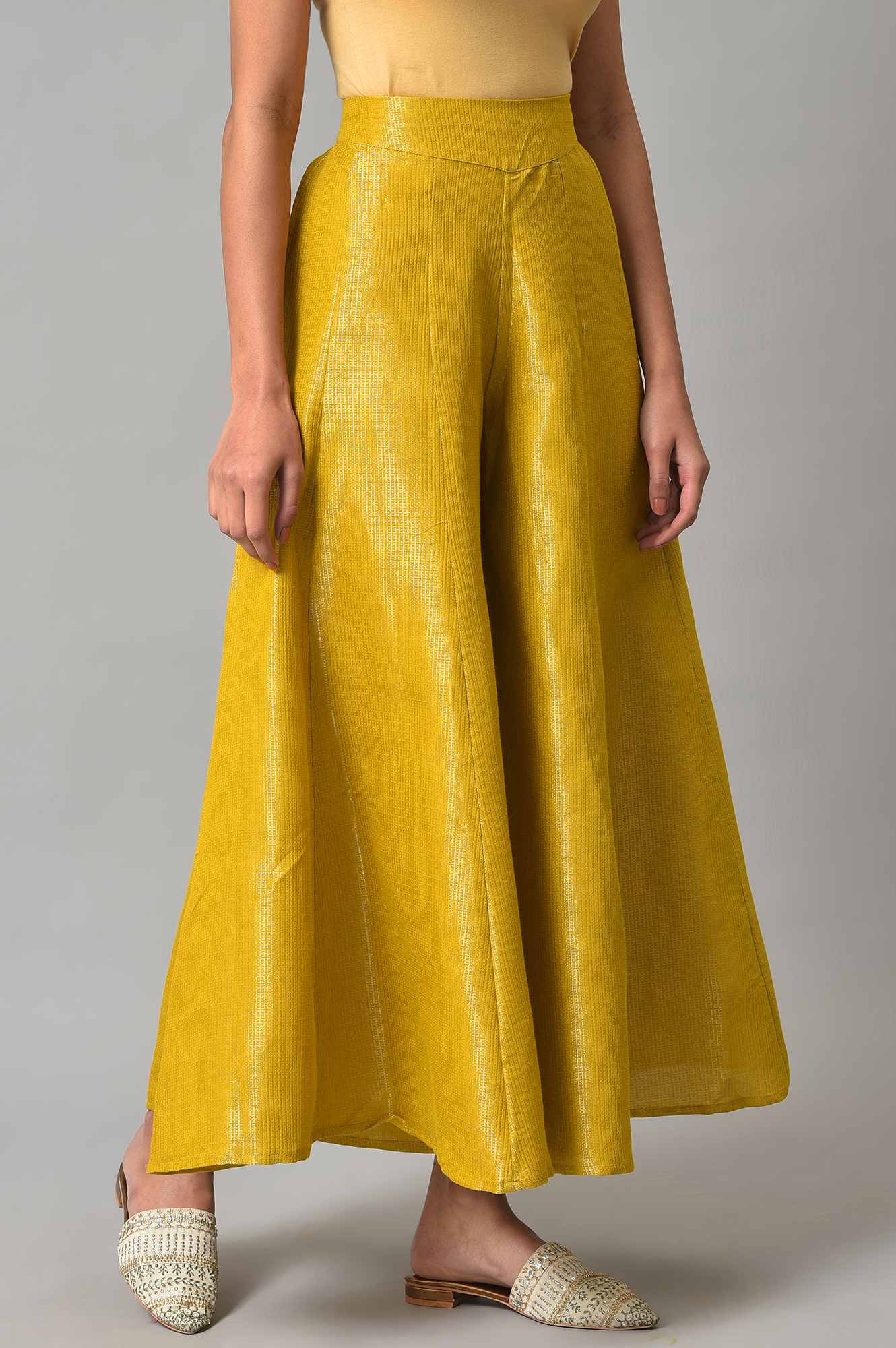 Yellow Jacquard Festive Culottes - Image 4