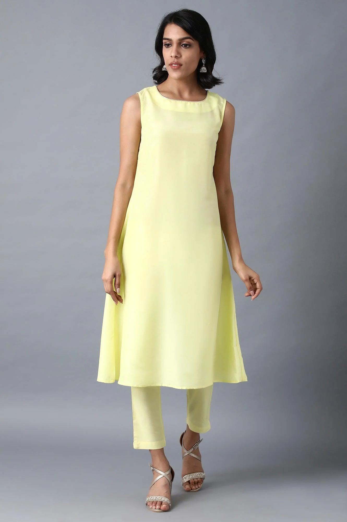 Yellow Mandarin Neck Floral kurta - Image 7