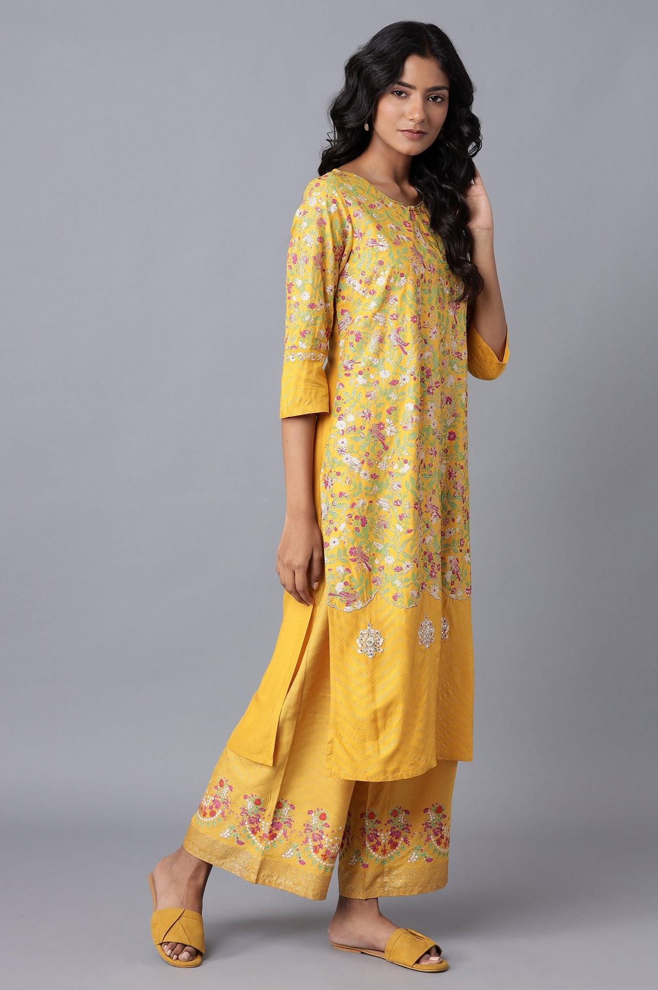 Yellow Panelled kurta - Image 4