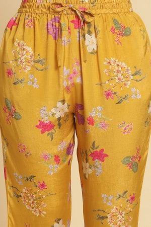 Yellow Printed Embroidered Kurta, Pants And Dupatta Set - Image 8
