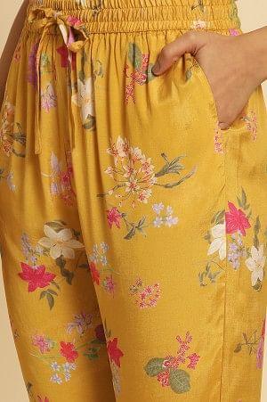 Yellow Printed Embroidered Kurta, Pants And Dupatta Set - Image 9