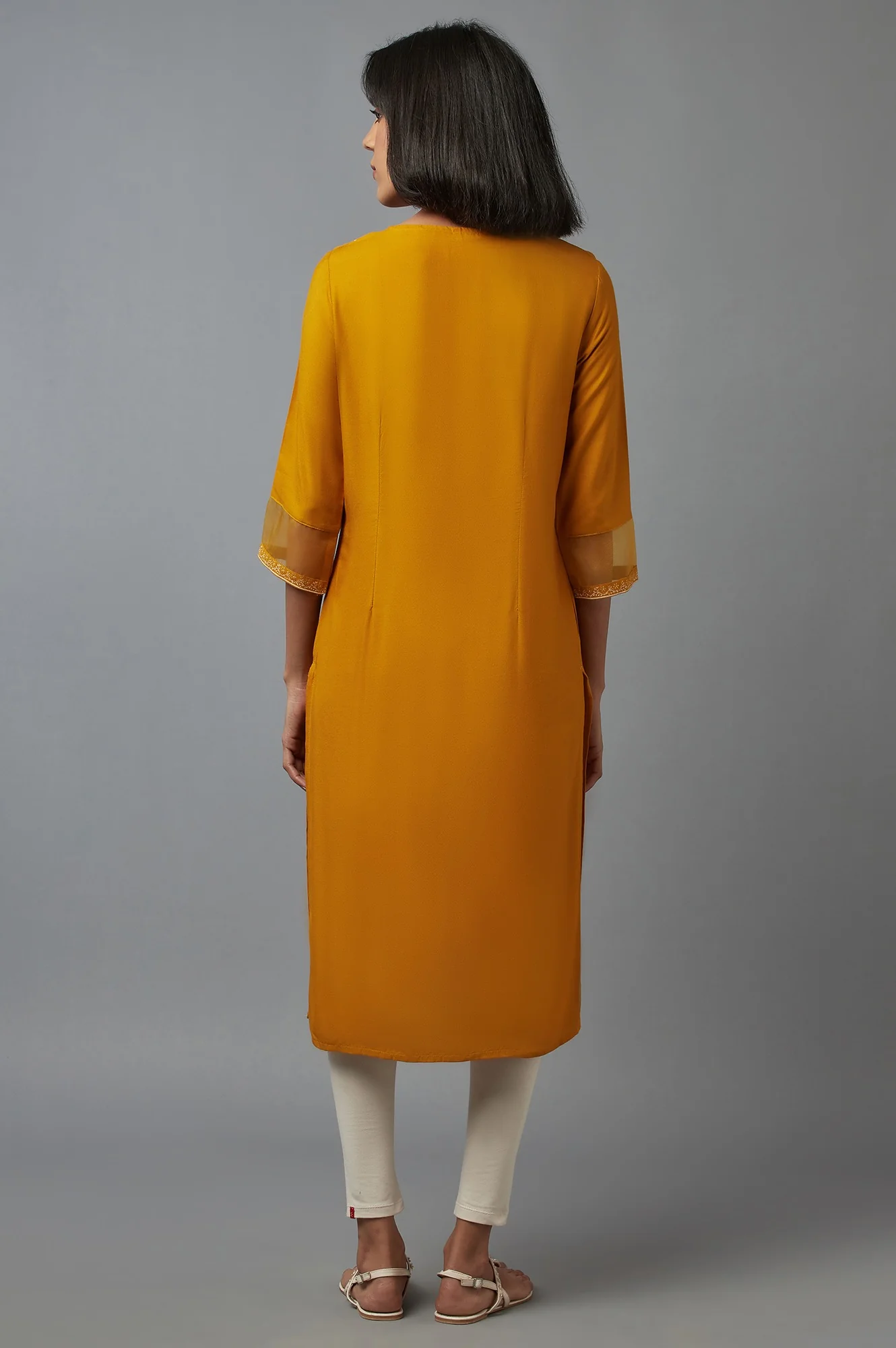 Yellow Printed kurta - Image 2