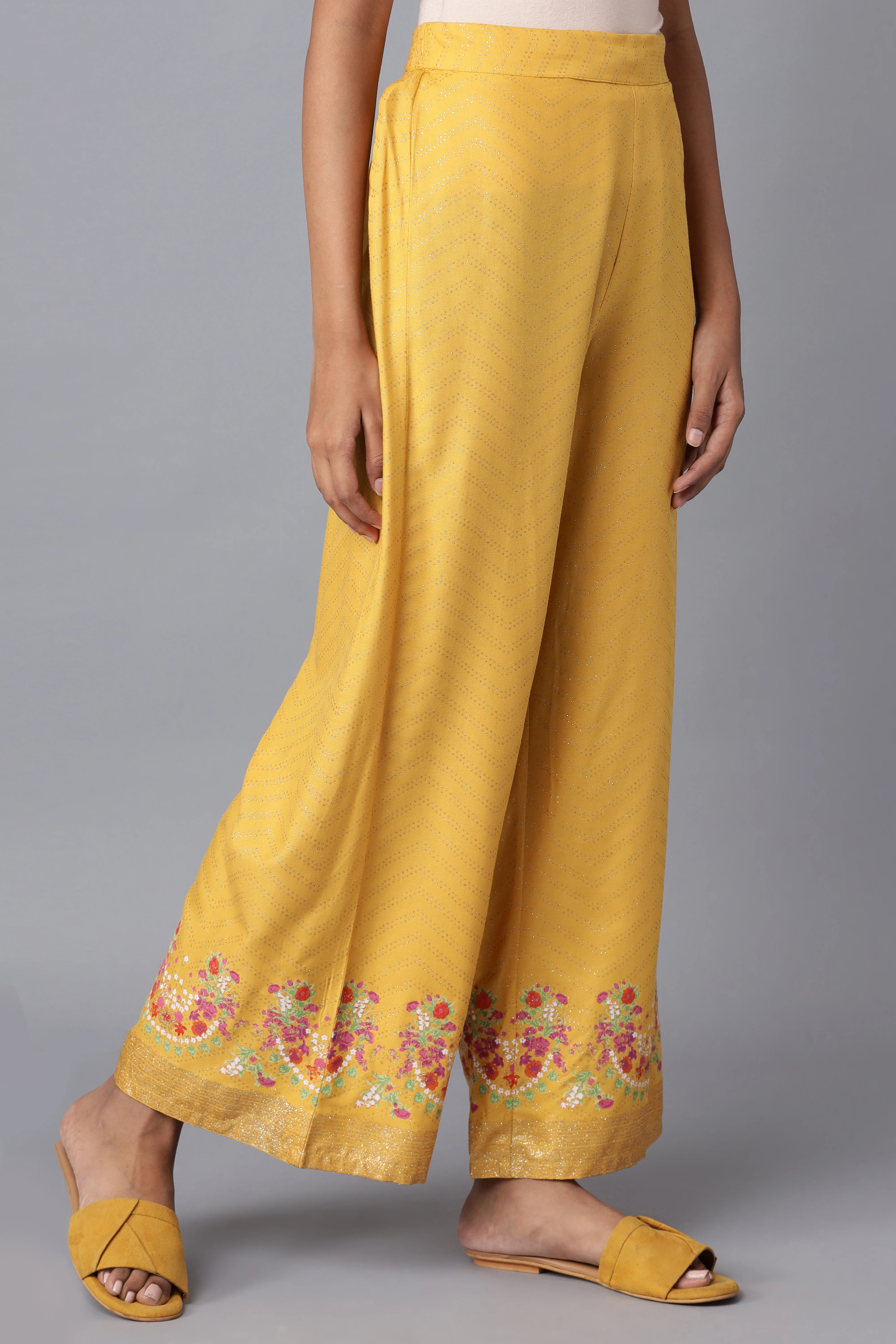 Yellow Printed Parallel Pants - Image 4