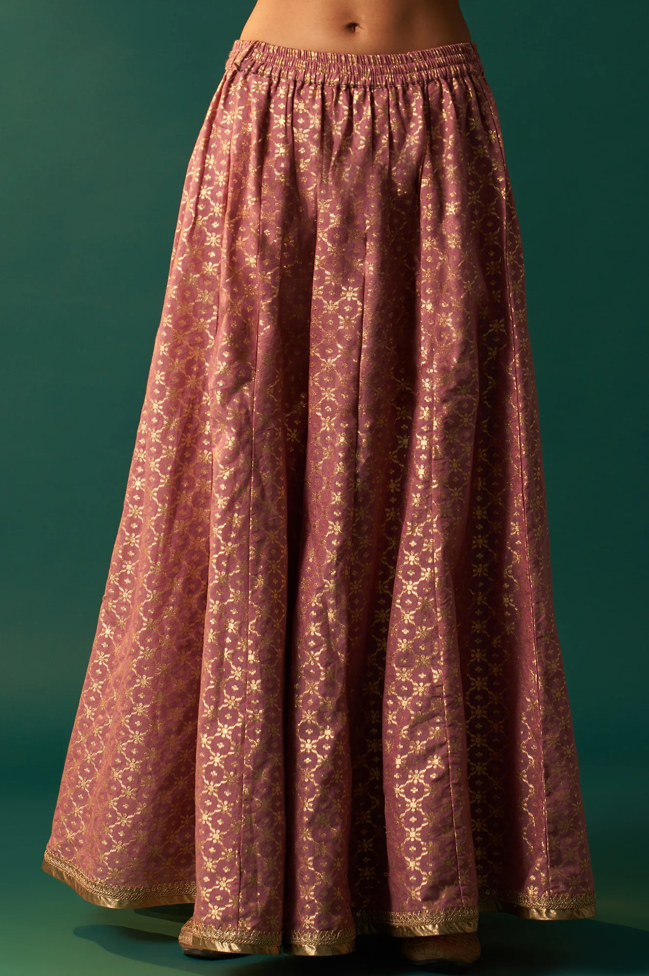 Yellow Embroidered Jacquard Straight Festive Kurta with Culotte and Dupatta Set - Image 7