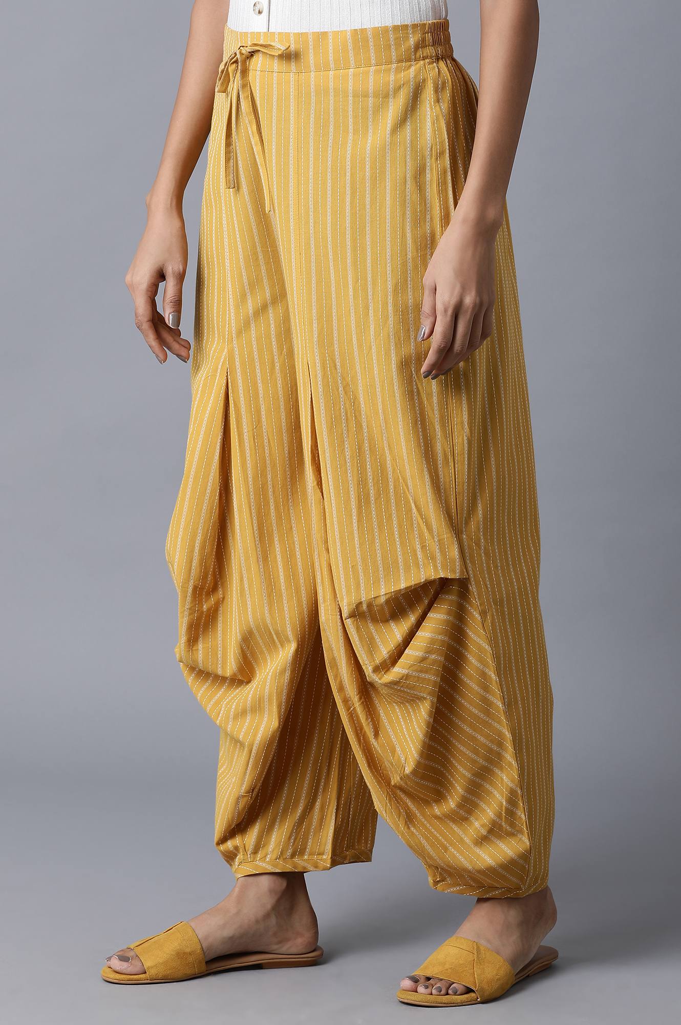 Yellow Tucked Carrot Pants - Image 2